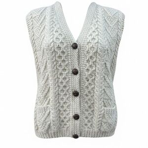 Wool Knit Cream Knit Cardigan Vest